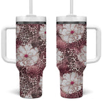 African Leopard Floral Pattern Tumbler With Handle Sunset Mauve