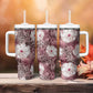 African Leopard Floral Pattern Tumbler With Handle Sunset Mauve