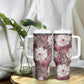 African Leopard Floral Pattern Tumbler With Handle Sunset Mauve