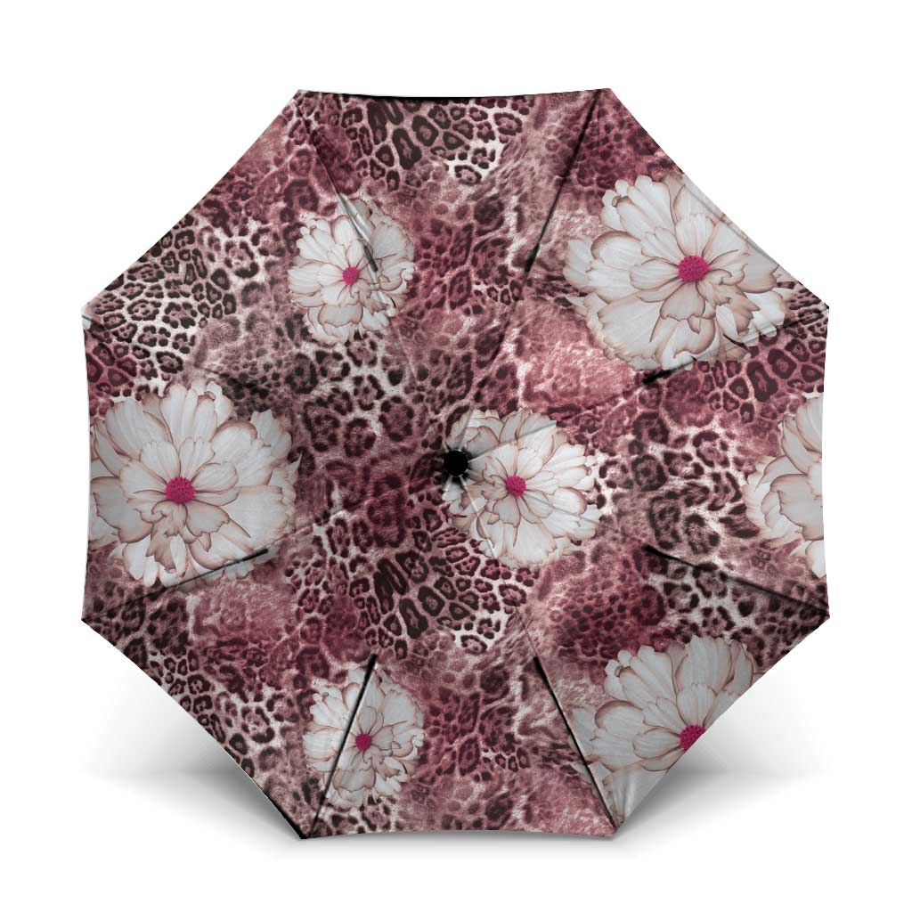 African Leopard Floral Pattern Umbrella Sunset Mauve