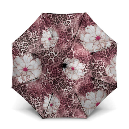 African Leopard Floral Pattern Umbrella Sunset Mauve