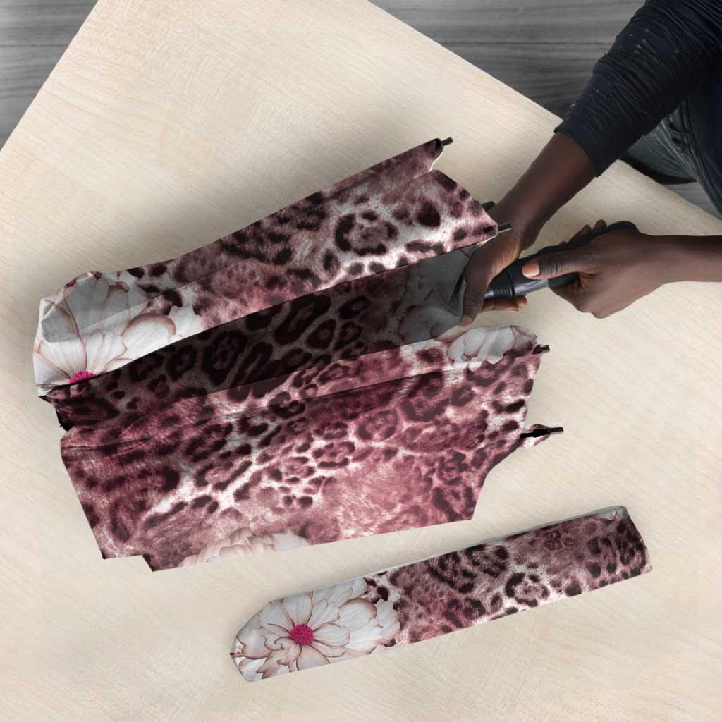 African Leopard Floral Pattern Umbrella Sunset Mauve