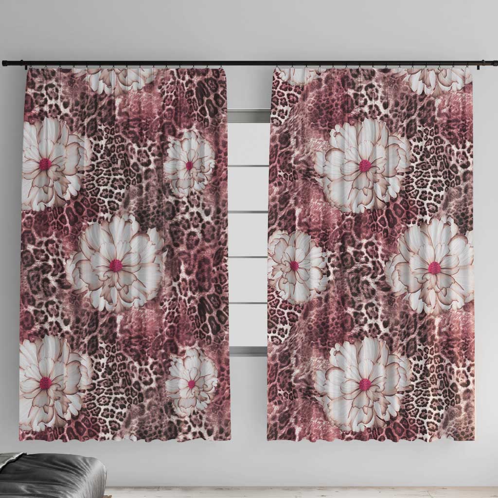 African Leopard Floral Pattern Window Curtain Sunset Mauve
