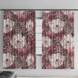 African Leopard Floral Pattern Window Curtain Sunset Mauve