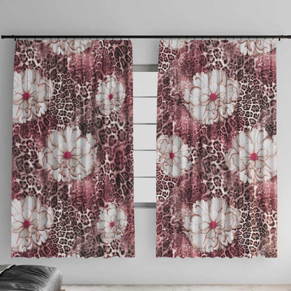 African Leopard Floral Pattern Window Curtain Sunset Mauve