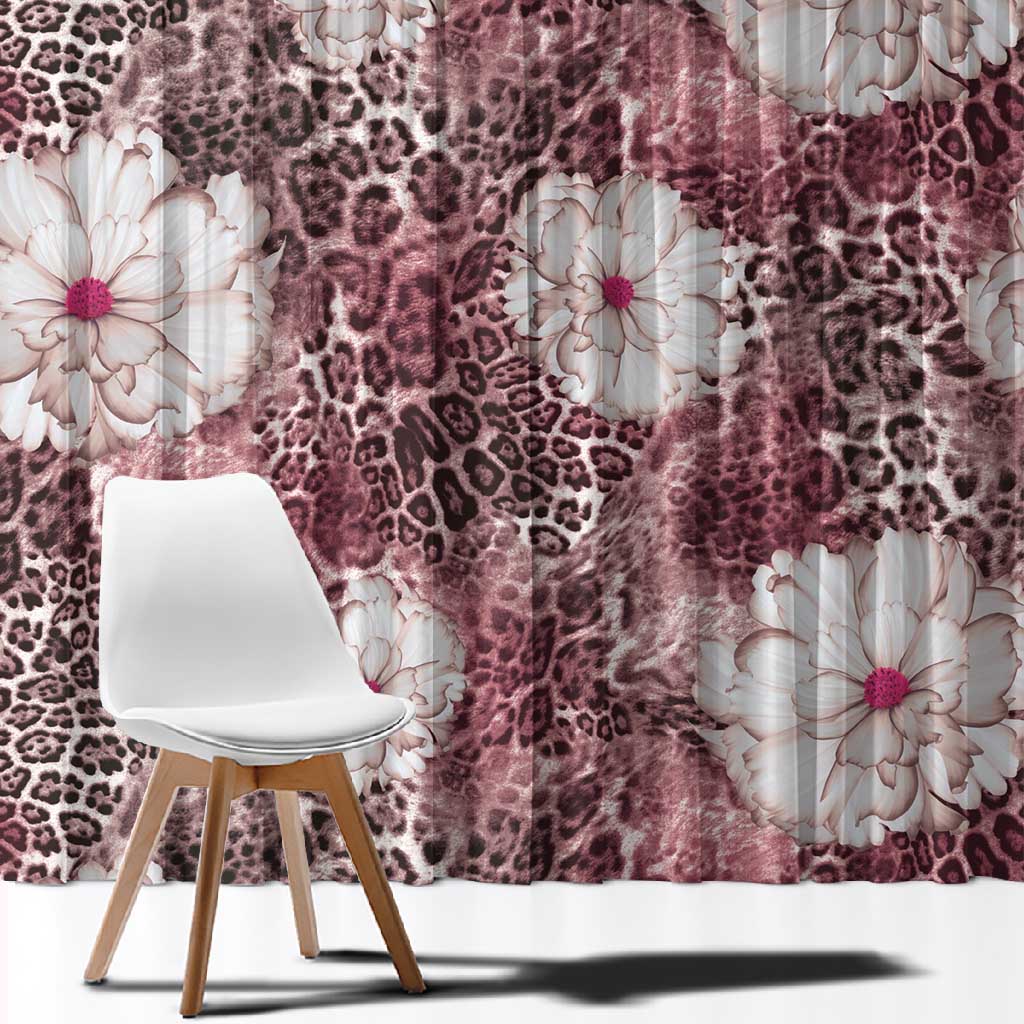 African Leopard Floral Pattern Window Curtain Sunset Mauve