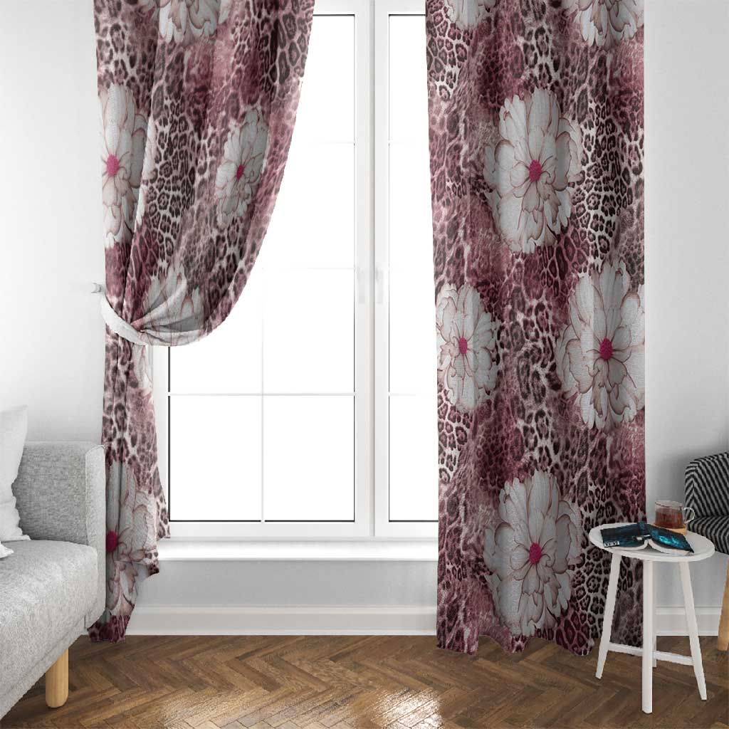 African Leopard Floral Pattern Window Curtain Sunset Mauve