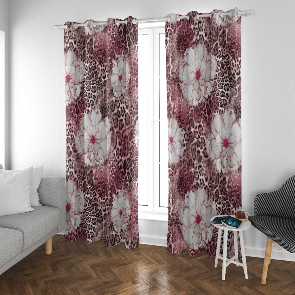 African Leopard Floral Pattern Window Curtain Sunset Mauve