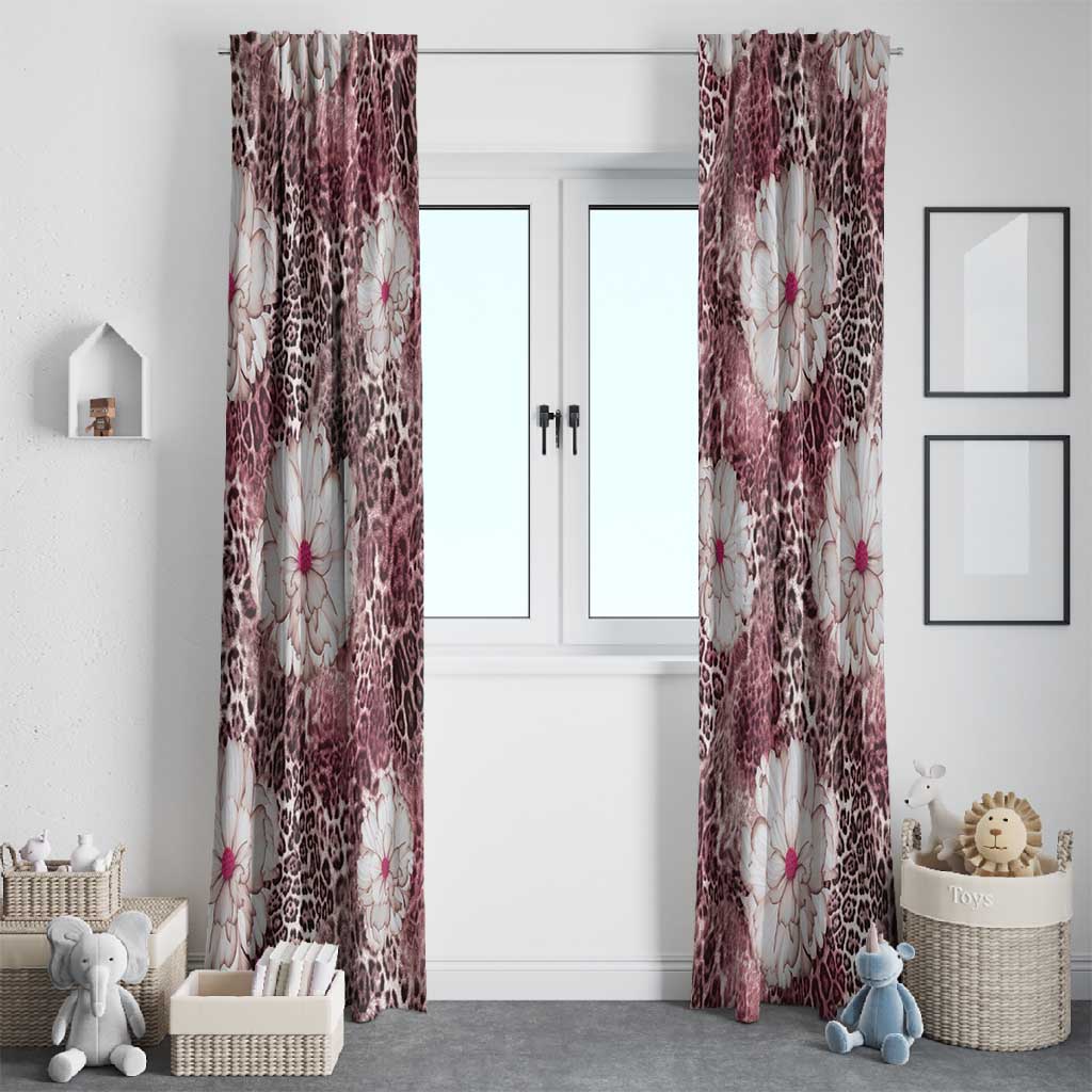African Leopard Floral Pattern Window Curtain Sunset Mauve