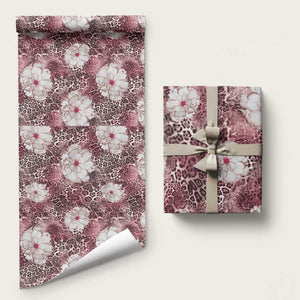 African Leopard Floral Pattern Wrapping Paper Sunset Mauve