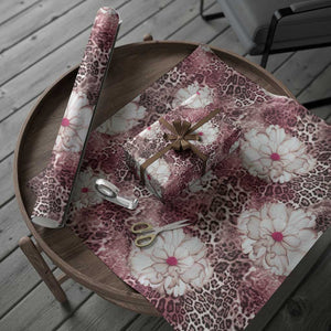 African Leopard Floral Pattern Wrapping Paper Sunset Mauve