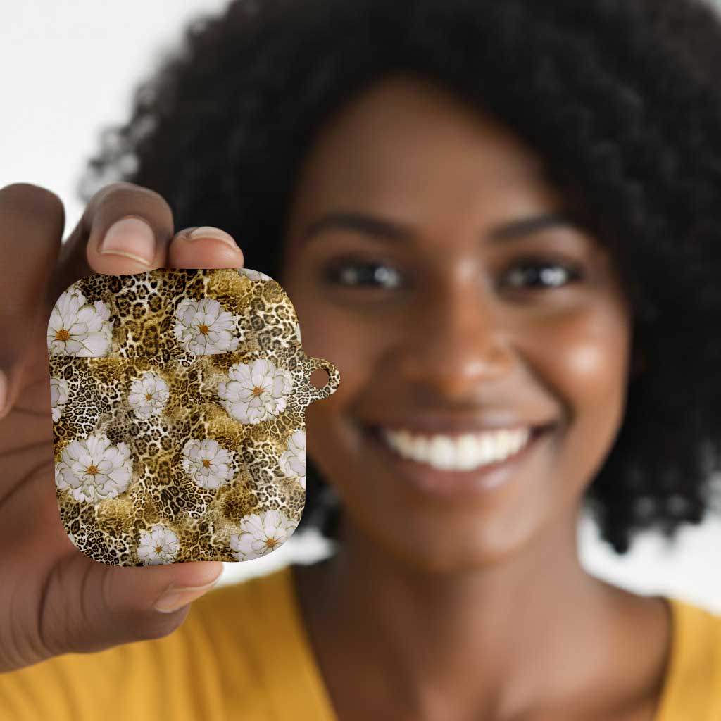 African Leopard Floral Pattern AirPods Case Savannah Gold