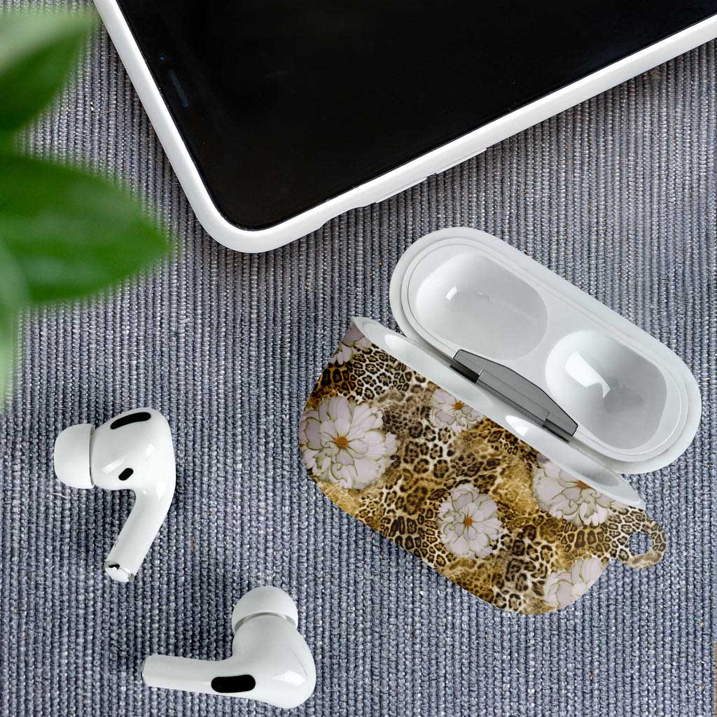 African Leopard Floral Pattern AirPods Case Savannah Gold