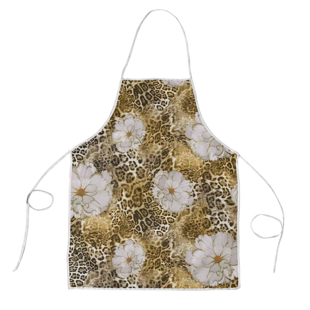 African Leopard Floral Pattern Apron Savannah Gold