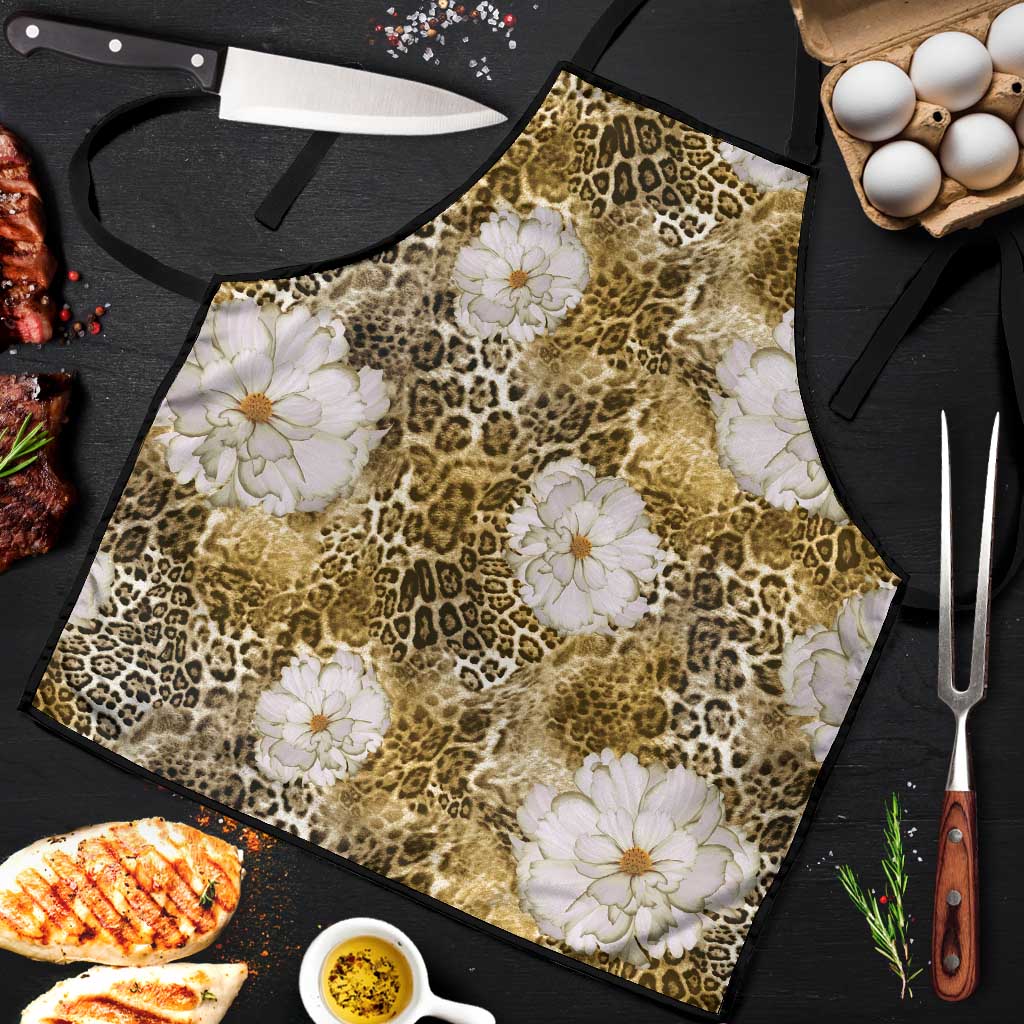 African Leopard Floral Pattern Apron Savannah Gold