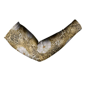 African Leopard Floral Pattern Arm Sleeves Savannah Gold