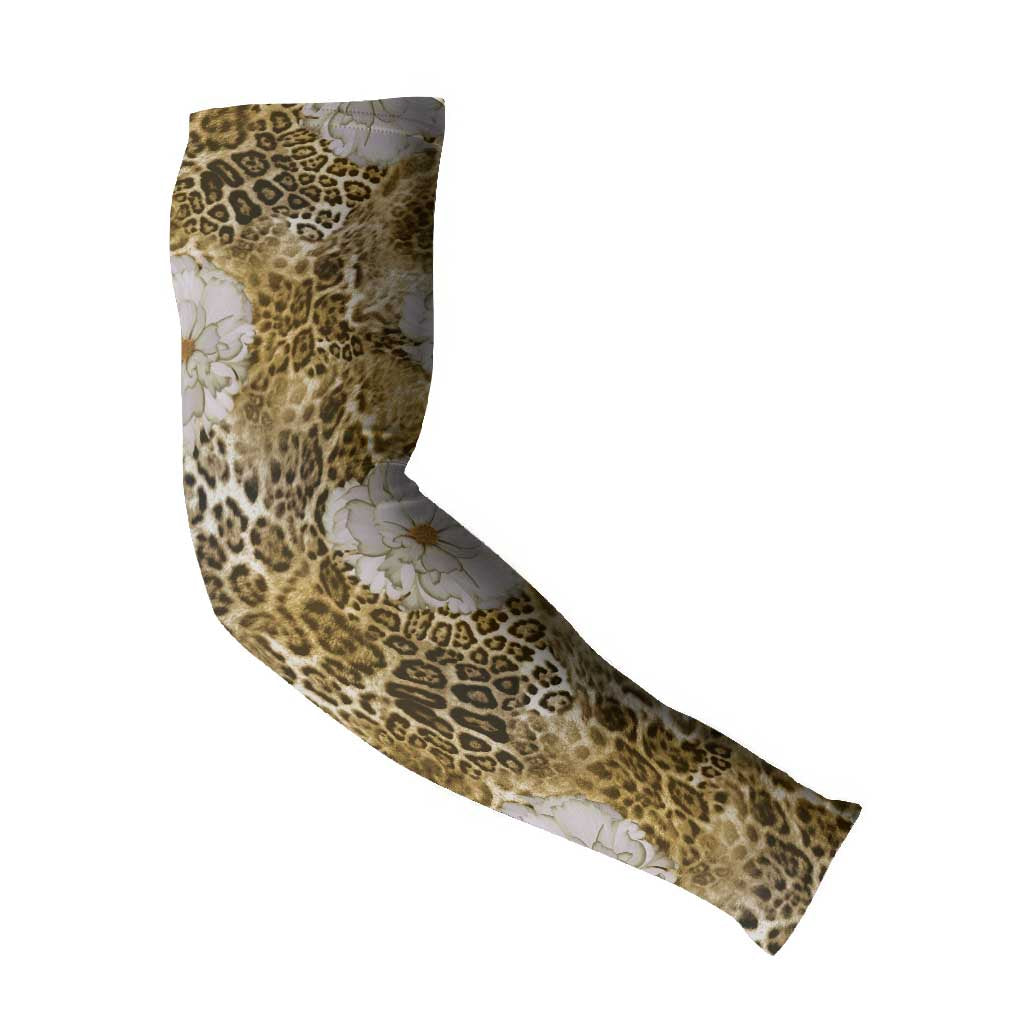 African Leopard Floral Pattern Arm Sleeves Savannah Gold