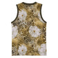 African Leopard Floral Pattern Basketball Jersey Savannah Gold