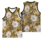 African Leopard Floral Pattern Basketball Jersey Savannah Gold