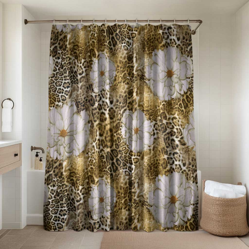 African Leopard Floral Pattern Bathroom Set Savannah Gold
