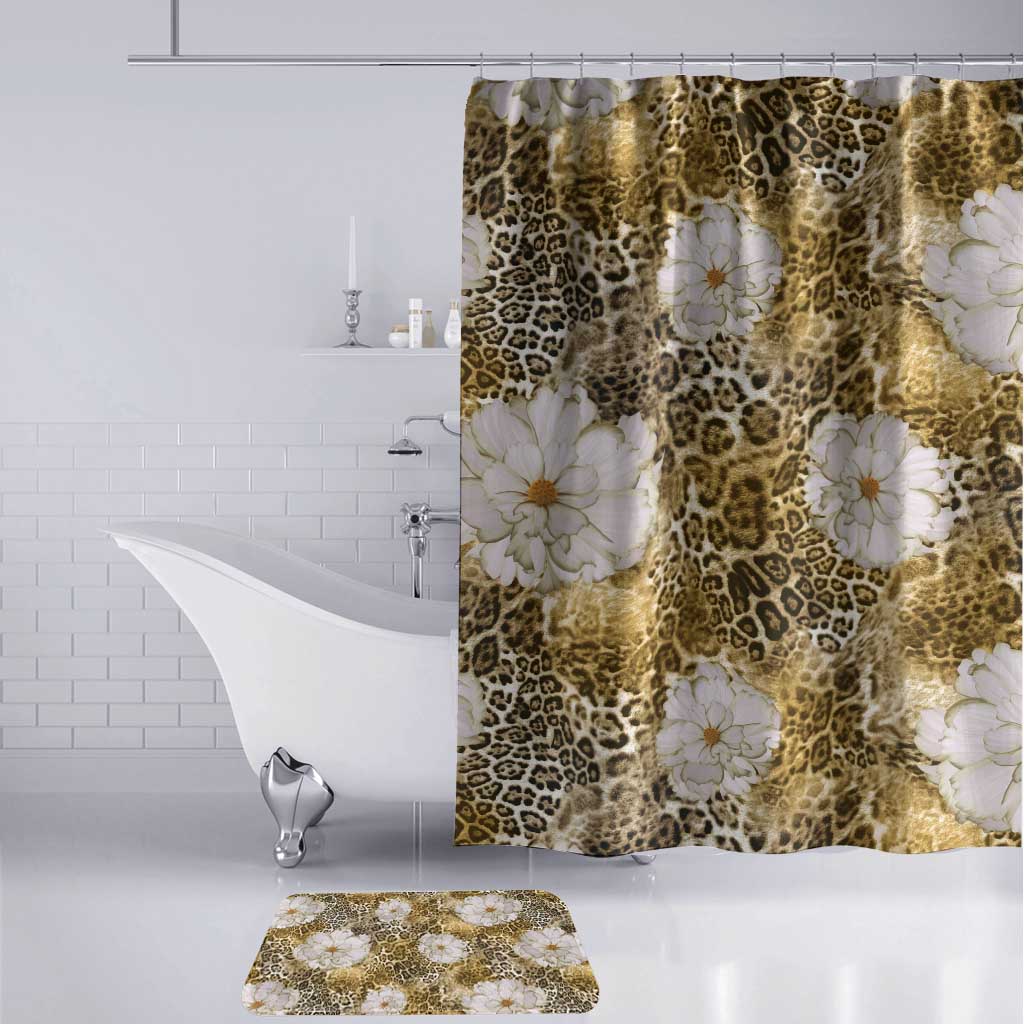 African Leopard Floral Pattern Bathroom Set Savannah Gold