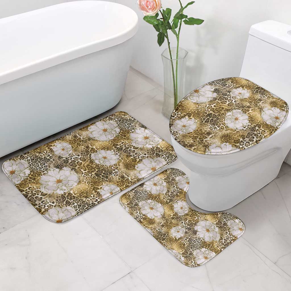 African Leopard Floral Pattern Bathroom Set Savannah Gold