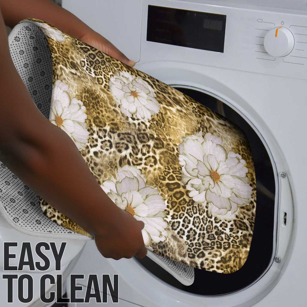 African Leopard Floral Pattern Bathroom Set Savannah Gold