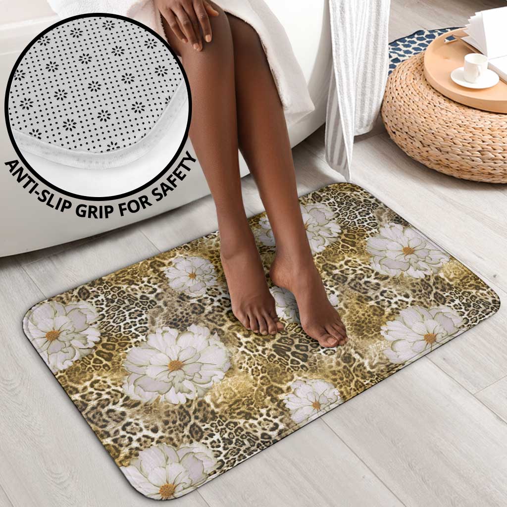 African Leopard Floral Pattern Bathroom Set Savannah Gold