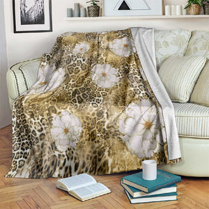 African Leopard Floral Pattern Blanket Savannah Gold
