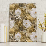 African Leopard Floral Pattern Canvas Wall Art Savannah Gold