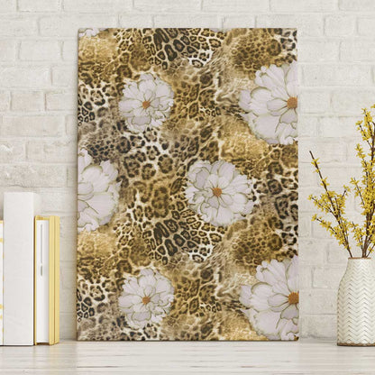 African Leopard Floral Pattern Canvas Wall Art Savannah Gold