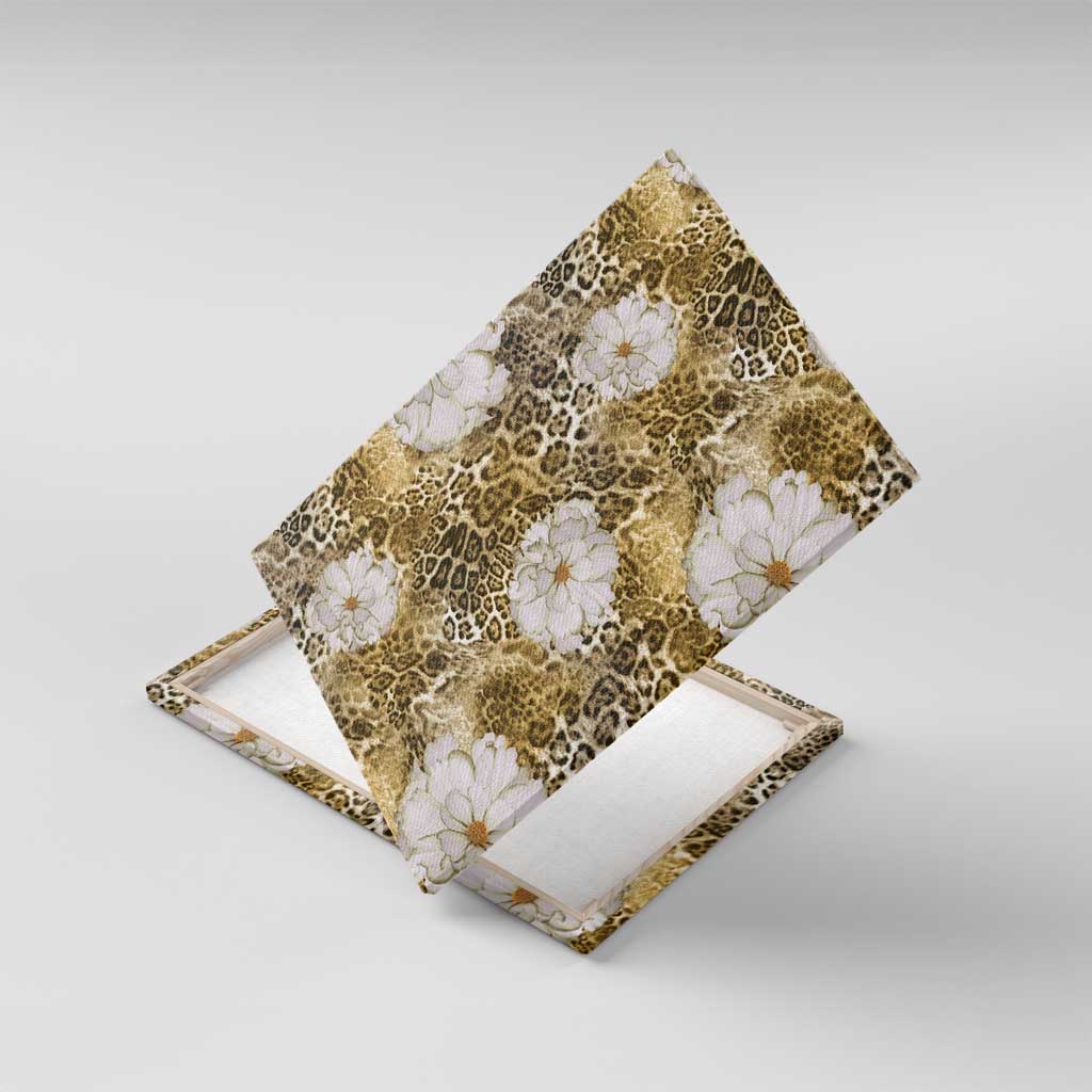 African Leopard Floral Pattern Canvas Wall Art Savannah Gold