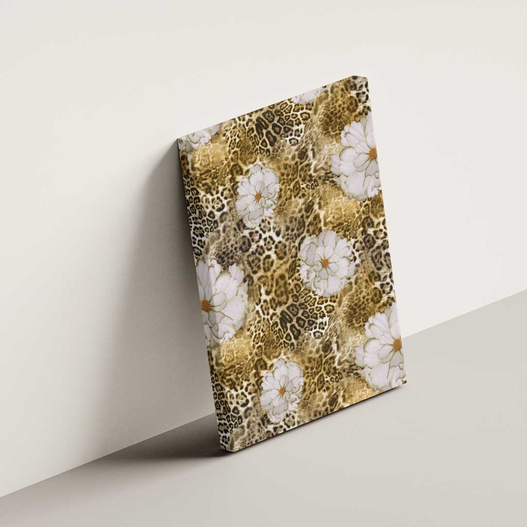 African Leopard Floral Pattern Canvas Wall Art Savannah Gold