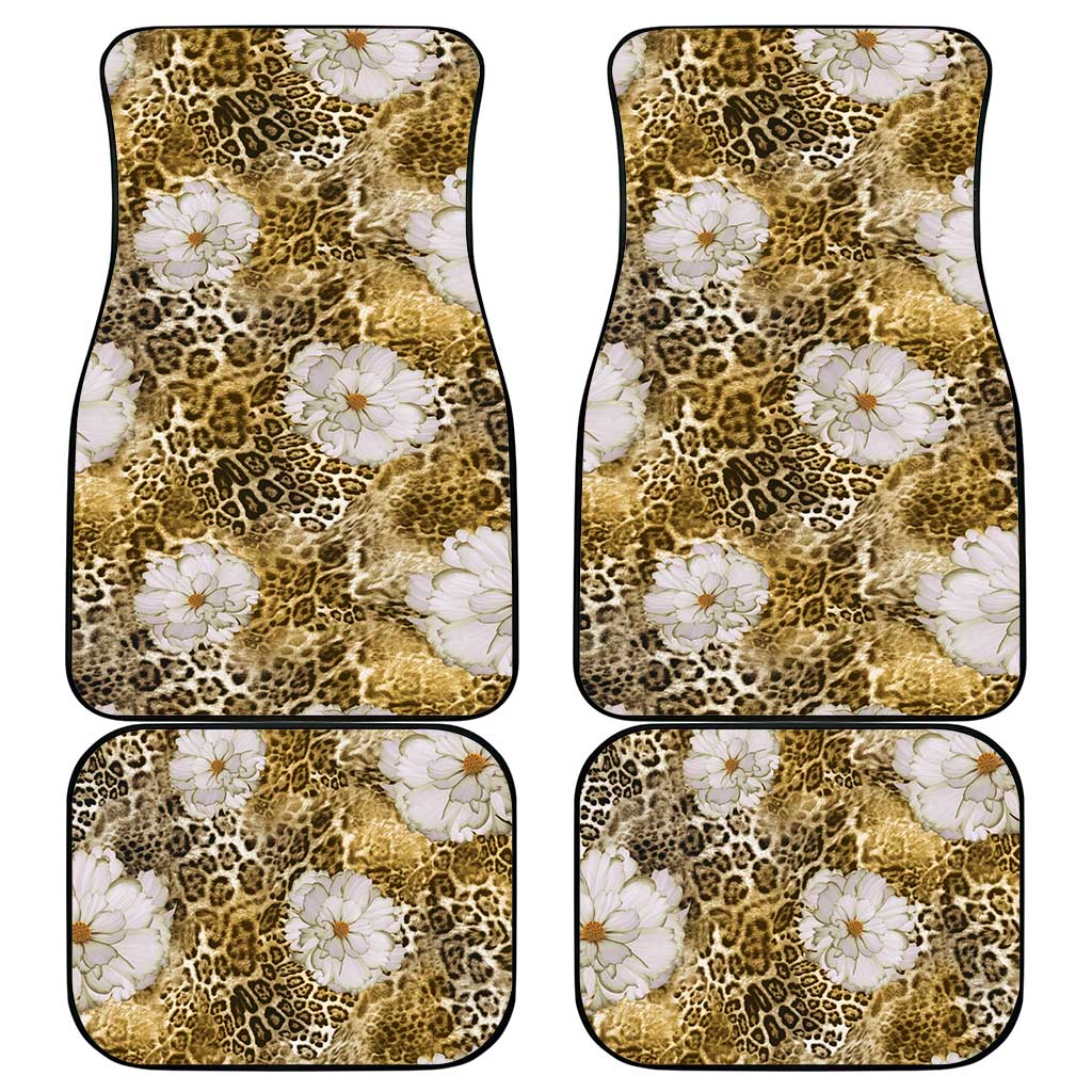 African Leopard Floral Pattern Car Mats Savannah Gold