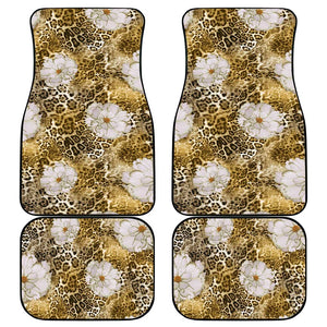 African Leopard Floral Pattern Car Mats Savannah Gold