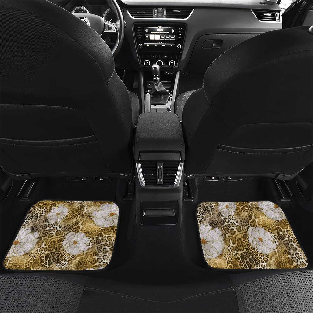 African Leopard Floral Pattern Car Mats Savannah Gold