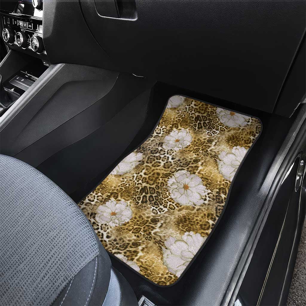African Leopard Floral Pattern Car Mats Savannah Gold
