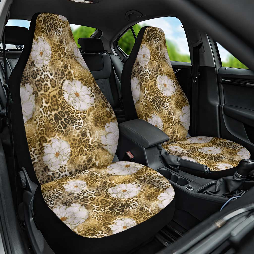 African Leopard Floral Pattern Car Seat Cover Savannah Gold