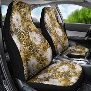 African Leopard Floral Pattern Car Seat Cover Savannah Gold