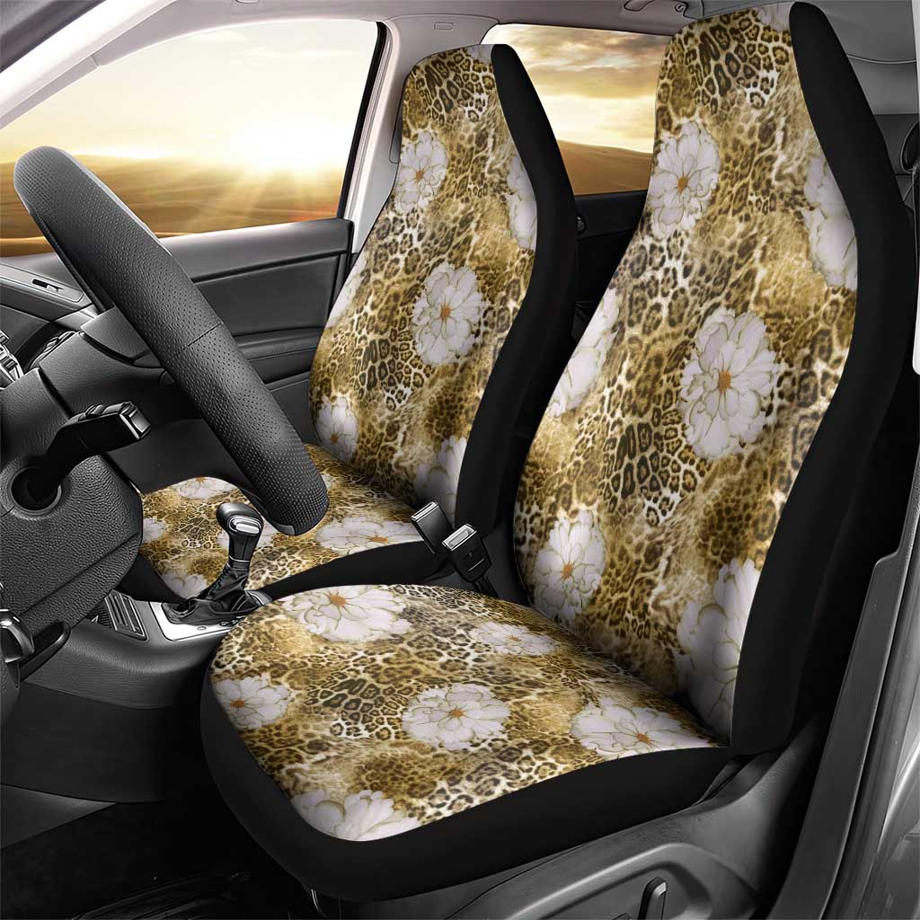 African Leopard Floral Pattern Car Seat Cover Savannah Gold