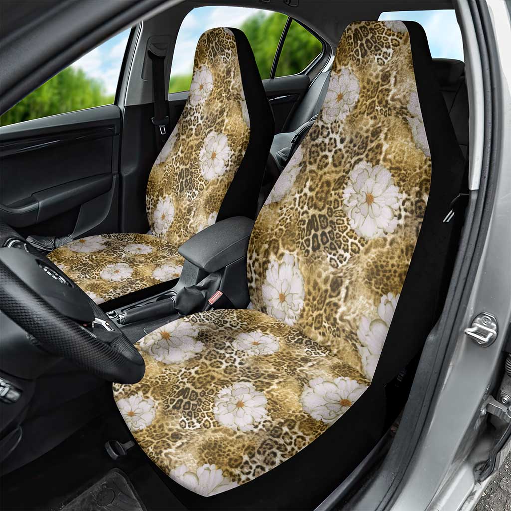 African Leopard Floral Pattern Car Seat Cover Savannah Gold