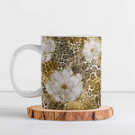 African Leopard Floral Pattern Ceramic Mug Savannah Gold