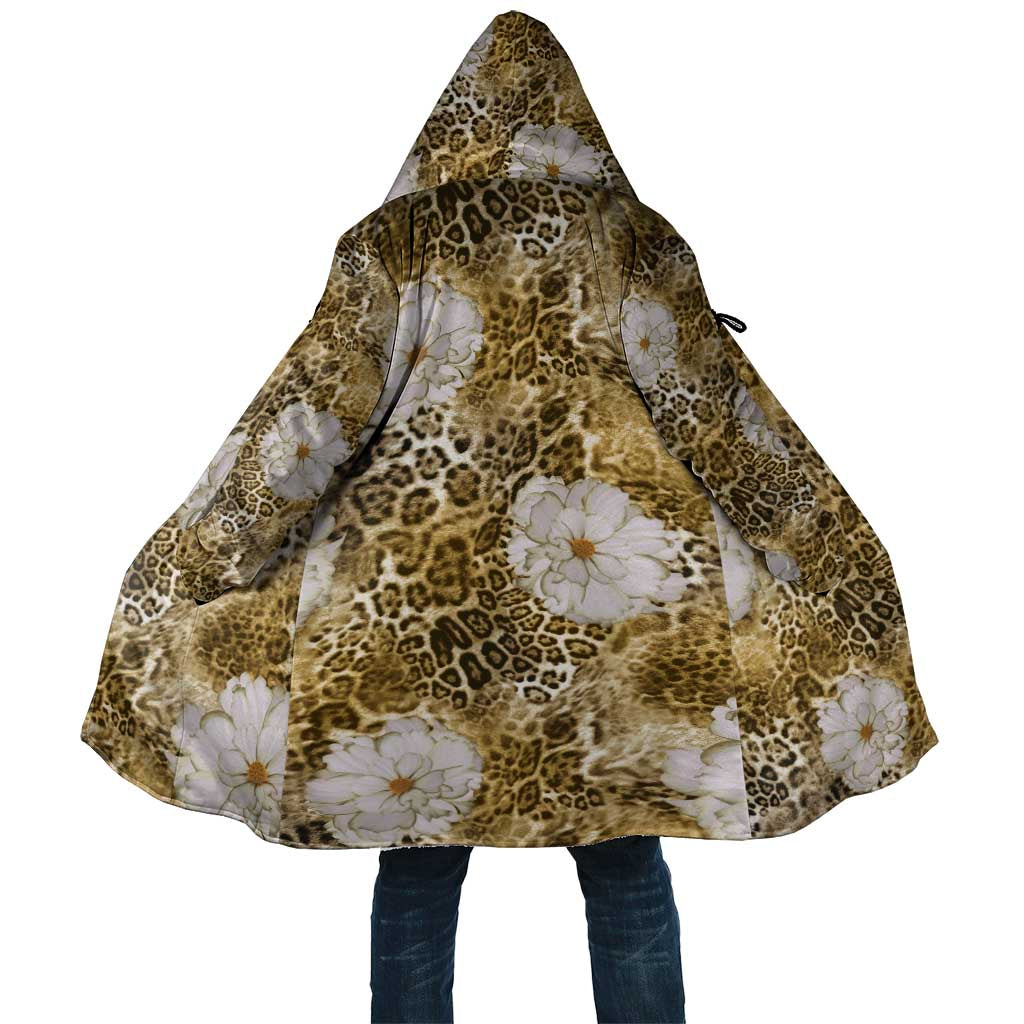 African Leopard Floral Pattern Cloak Savannah Gold