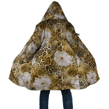 African Leopard Floral Pattern Cloak Savannah Gold