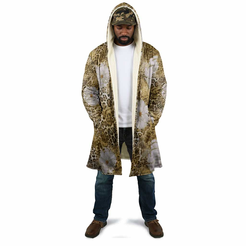 African Leopard Floral Pattern Cloak Savannah Gold