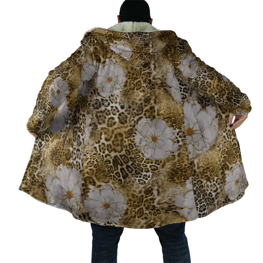 African Leopard Floral Pattern Cloak Savannah Gold