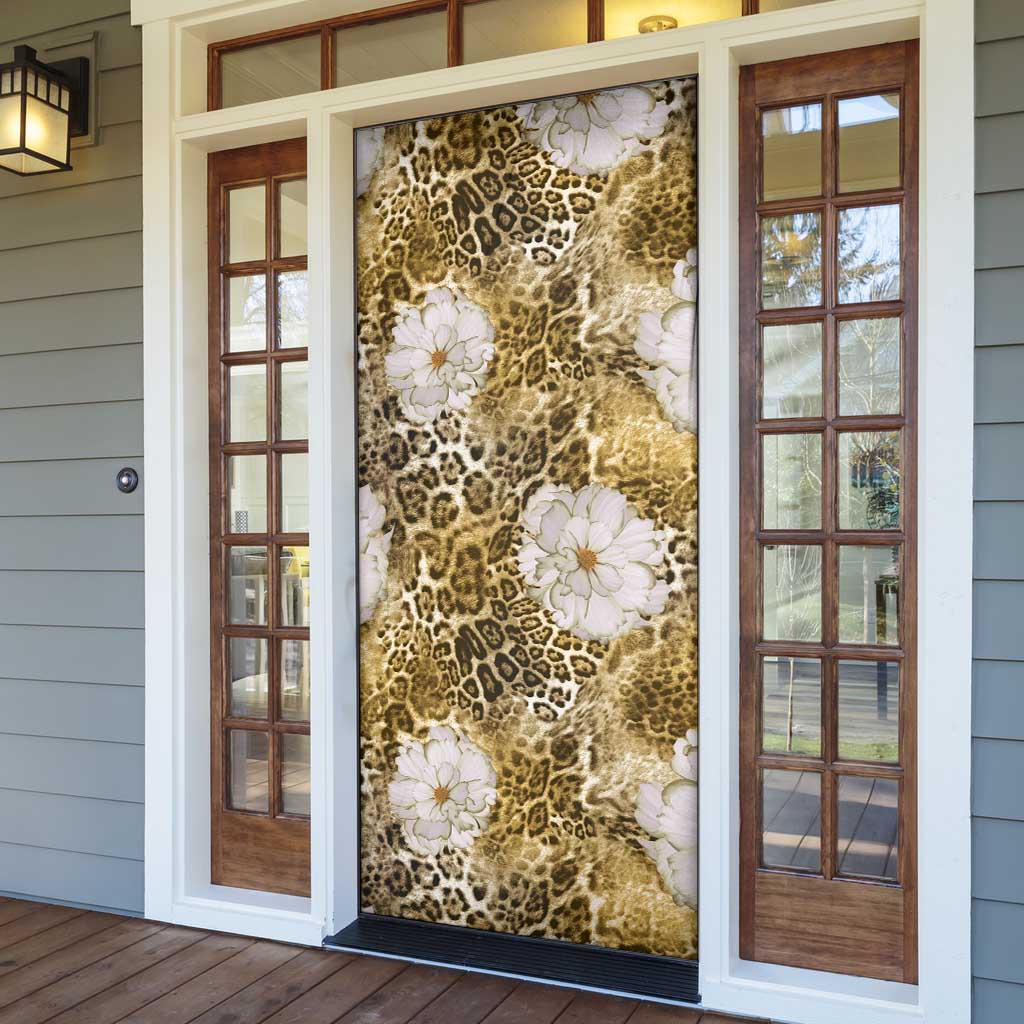 African Leopard Floral Pattern Door Cover Savannah Gold