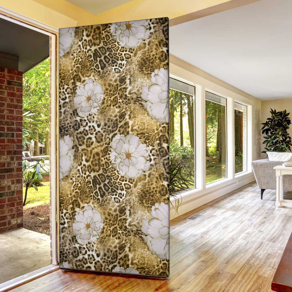 African Leopard Floral Pattern Door Cover Savannah Gold