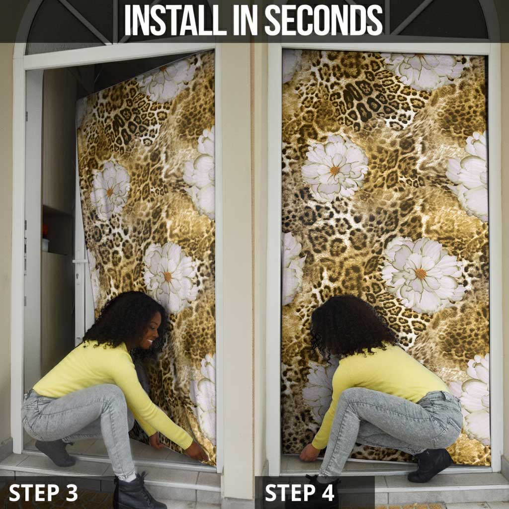 African Leopard Floral Pattern Door Cover Savannah Gold