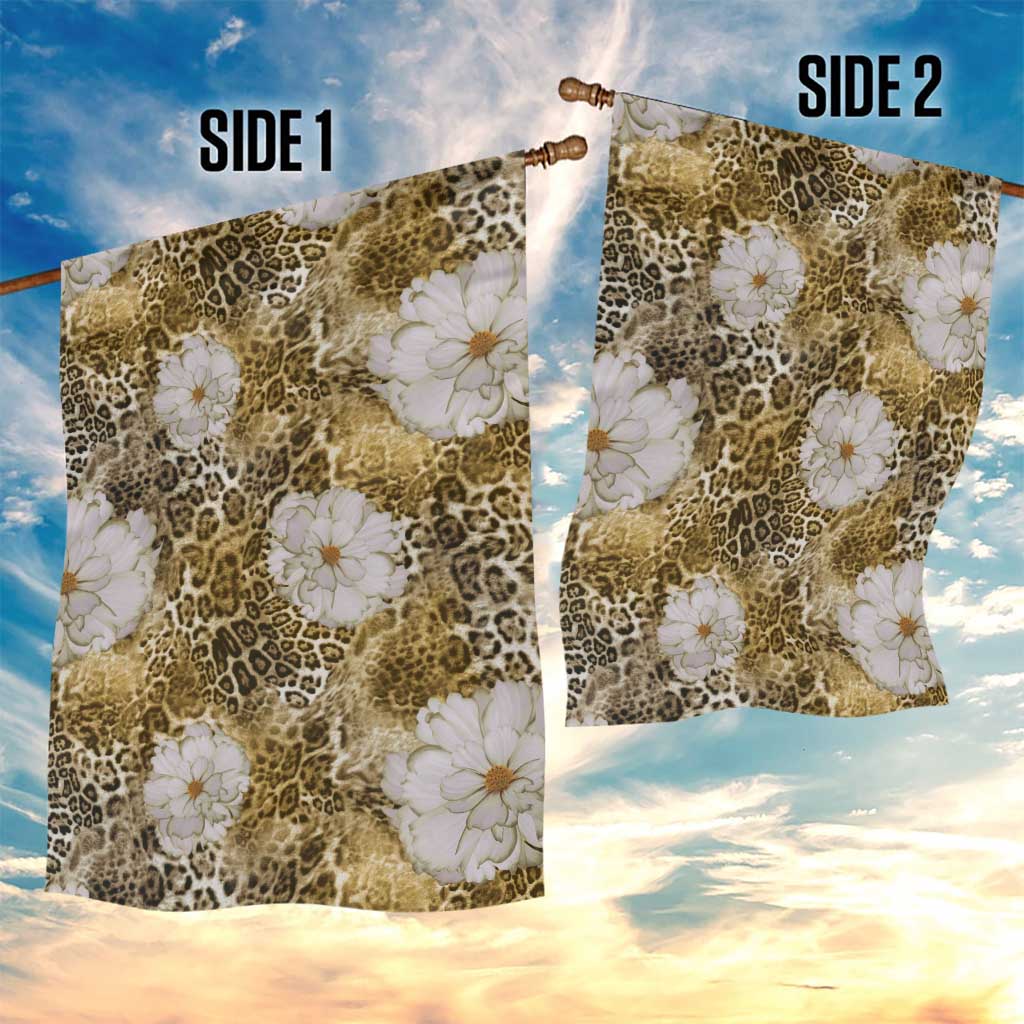 African Leopard Floral Pattern Garden Flag Savannah Gold